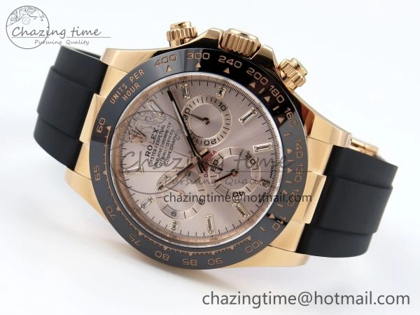 Daytona 116515 1:1 Best Edition Clean Factory Black Ceramic Bezel Champagne Diamond Markers Dial on Oysterflex Rubber Strap A4130