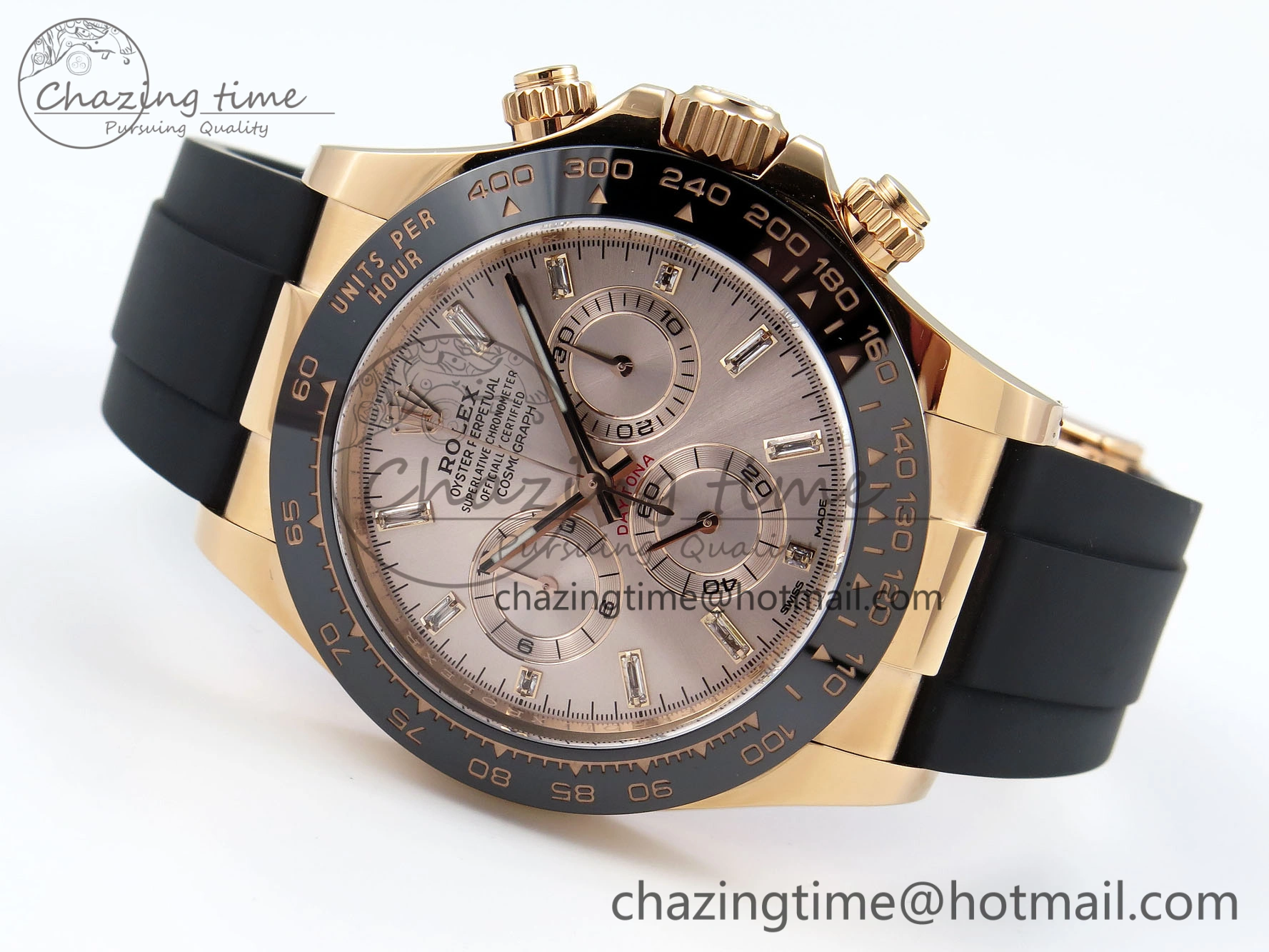 Daytona 116515 1:1 Best Edition Clean Factory Black Ceramic Bezel Champagne Diamond Markers Dial on Oysterflex Rubber Strap A4130