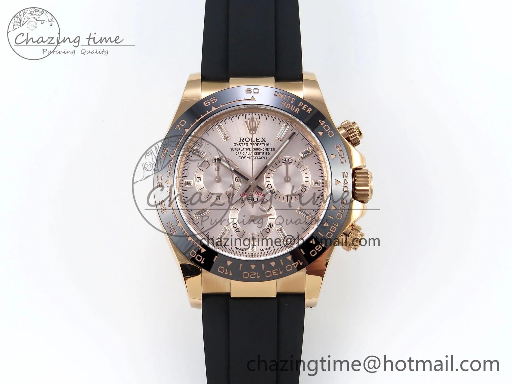 Daytona 116515 1:1 Best Edition Clean Factory Black Ceramic Bezel Champagne Diamond Markers Dial on Oysterflex Rubber Strap A4130