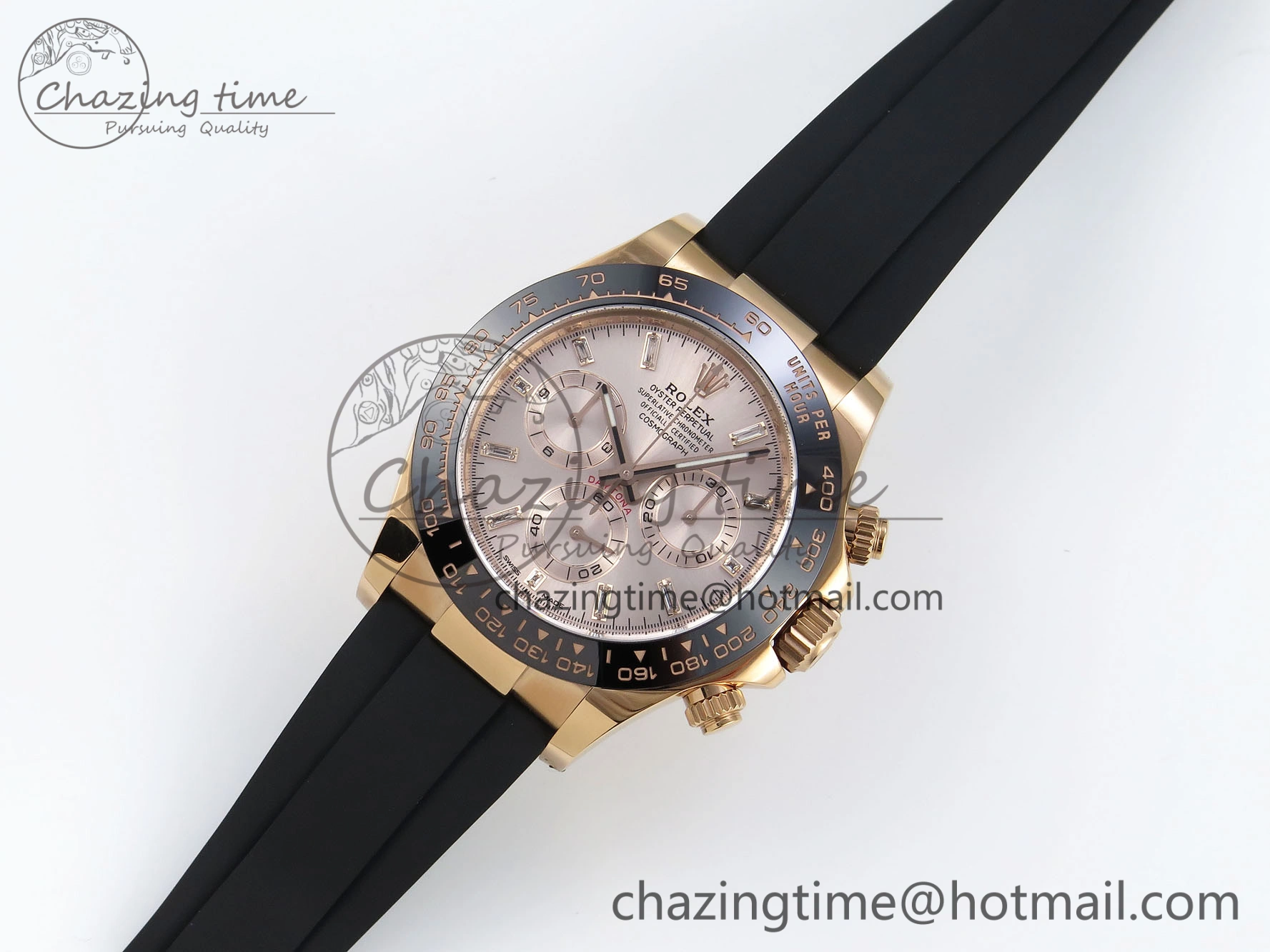 Daytona 116515 1:1 Best Edition Clean Factory Black Ceramic Bezel Champagne Diamond Markers Dial on Oysterflex Rubber Strap A4130