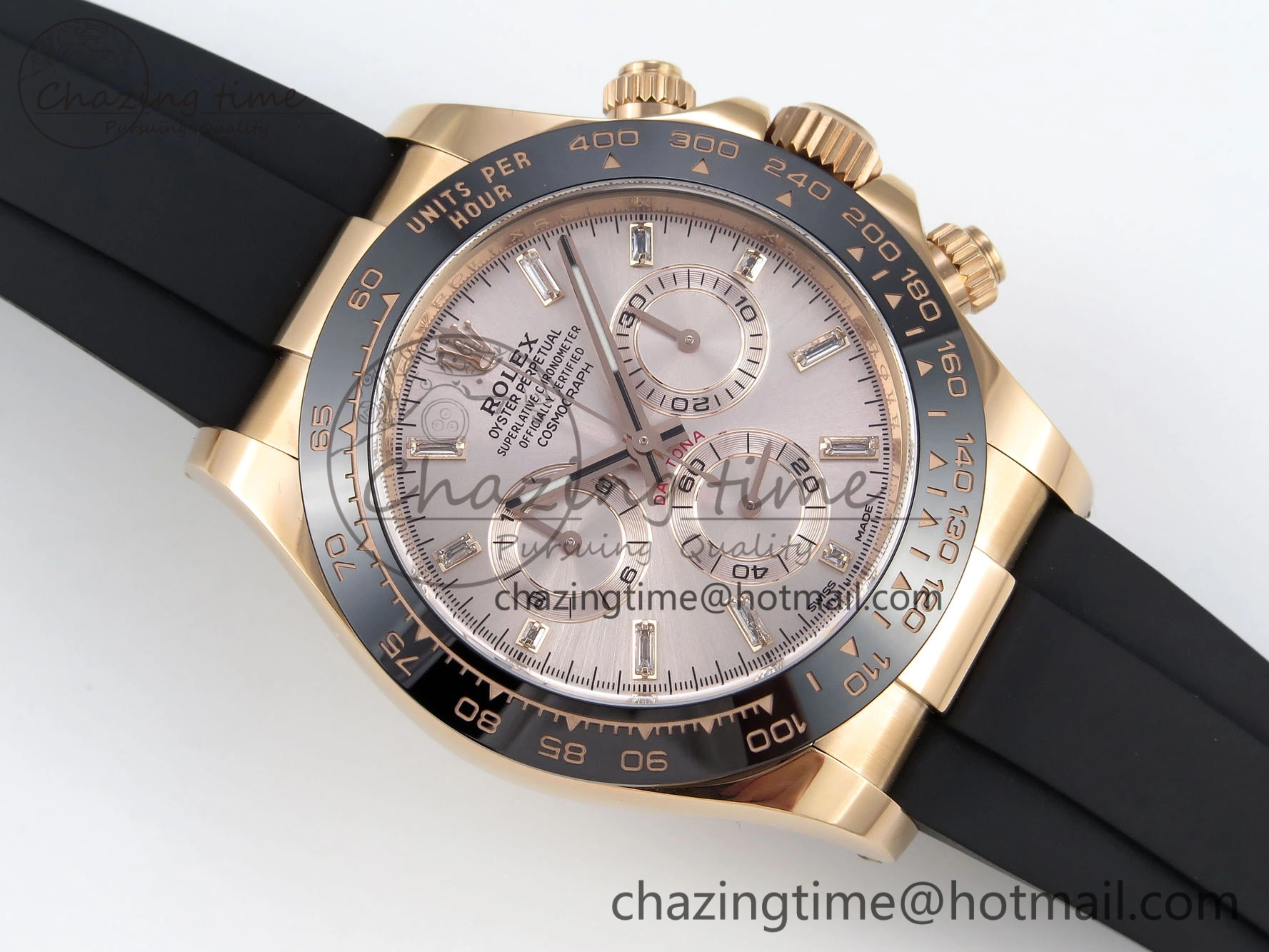 Daytona 116515 1:1 Best Edition Clean Factory Black Ceramic Bezel Champagne Diamond Markers Dial on Oysterflex Rubber Strap A4130
