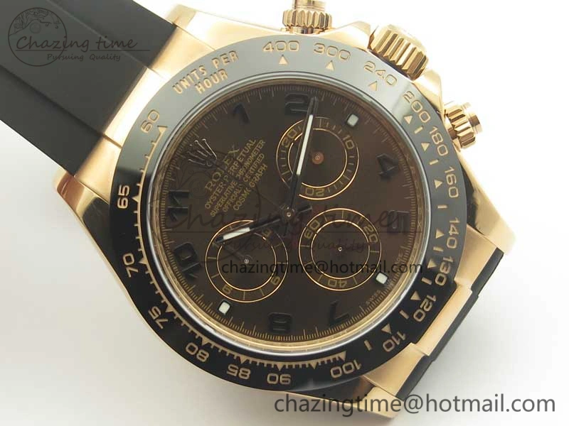Daytona 116515 ARF 1:1 Best Edition Chocolate Dial On Black Rubber Strap A4130 Super Clone V2