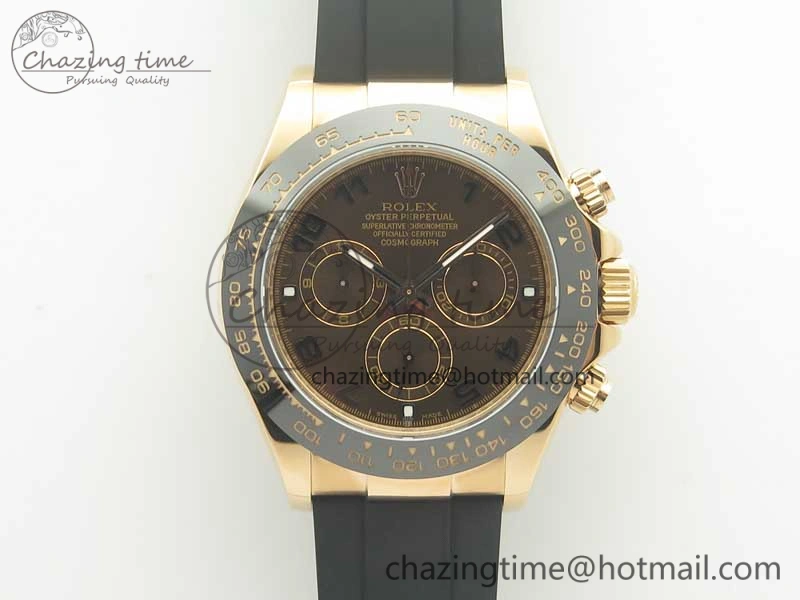 Daytona 116515 ARF 1:1 Best Edition Chocolate Dial On Black Rubber Strap A4130 Super Clone V2
