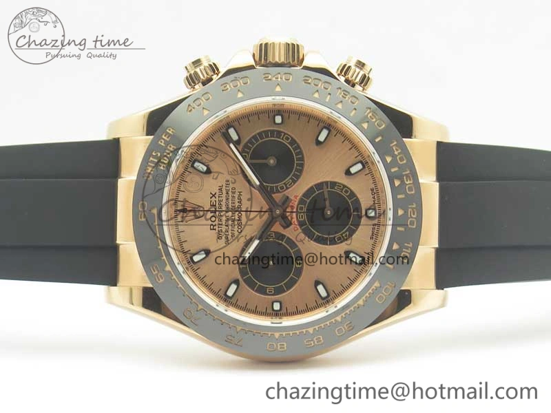 Daytona 116515 ARF 1:1 Best Edition Rose Gold Dial On Black Rubber Strap A4130 Super Clone V2