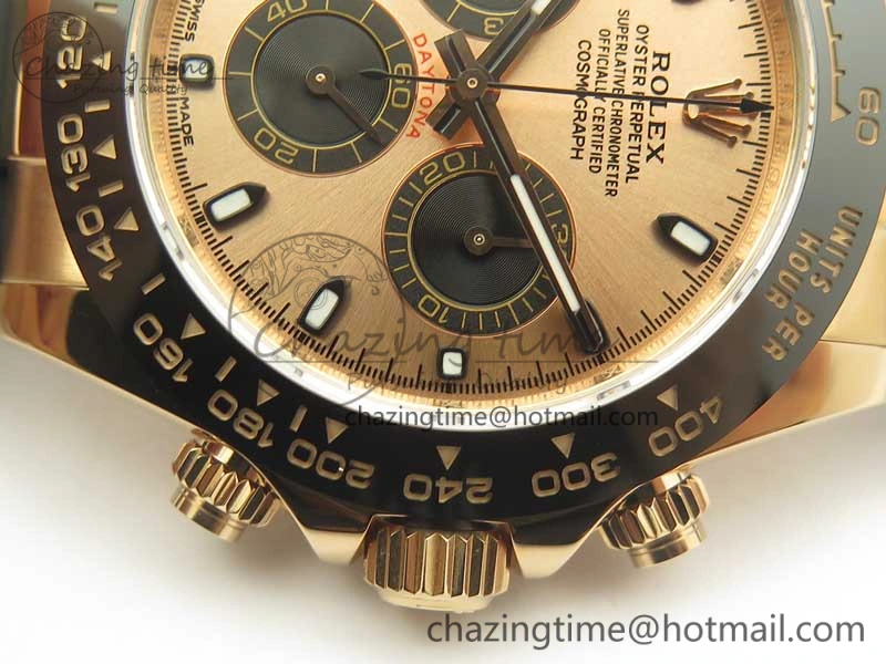 Daytona 116515 ARF 1:1 Best Edition Rose Gold Dial On Black Rubber Strap A4130 Super Clone V2