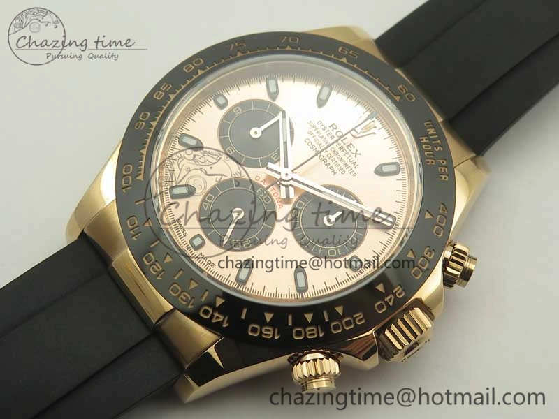 Daytona 116515 ARF 1:1 Best Edition Rose Gold Dial On Black Rubber Strap A4130 Super Clone V2