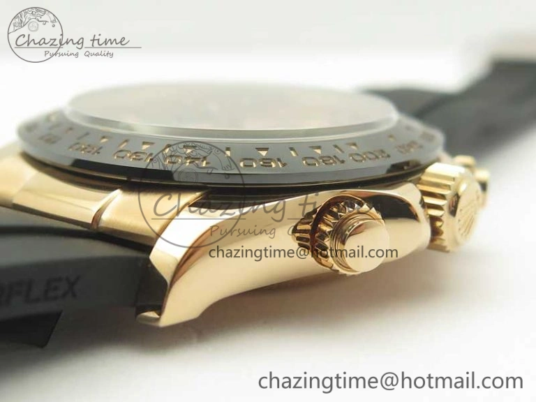 Daytona 116515 ARF 1:1 Best Edition Rose Gold Dial On Black Rubber Strap A4130 Super Clone V2