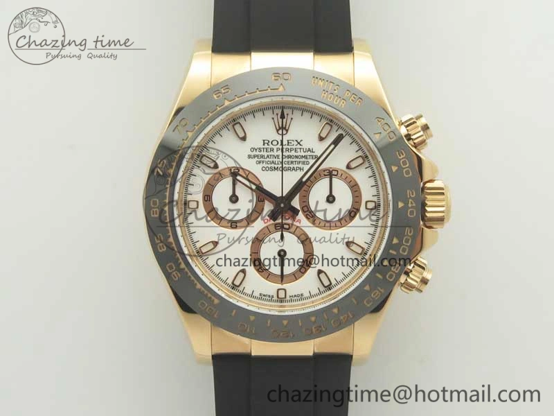 Daytona 116515 ARF 1:1 Best Edition White Dial On Black Rubber Strap A4130 Super Clone V2