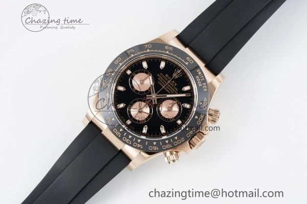 Daytona 116515 BTF 1:1 Best Edition Black RG Dial on Oysterflex Rubber Strap SA4130 V2