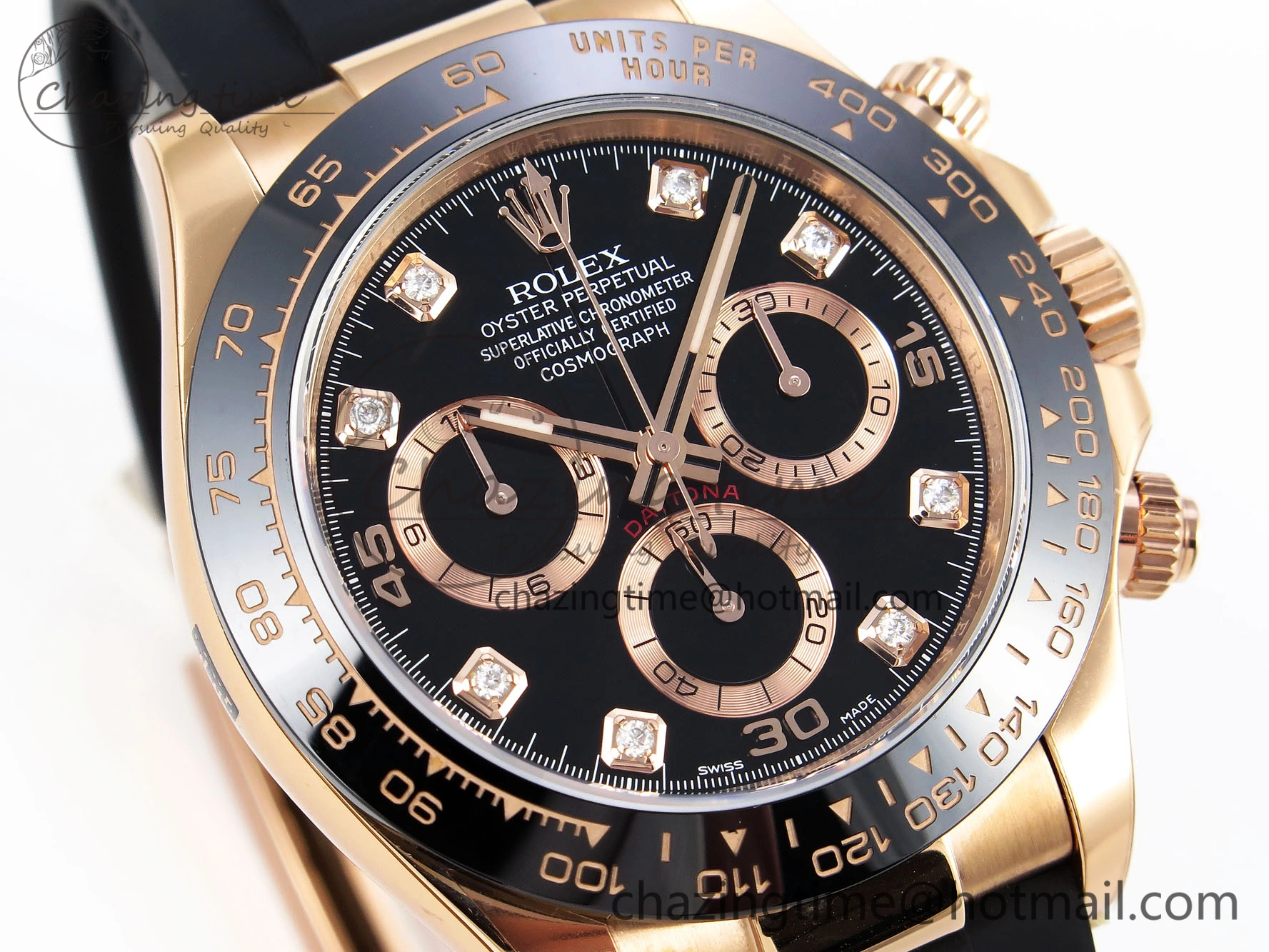Daytona 116515 Clean 1:1 Best Edition Black Diamonds Dial on Oysterflex Strap SA4130 V2