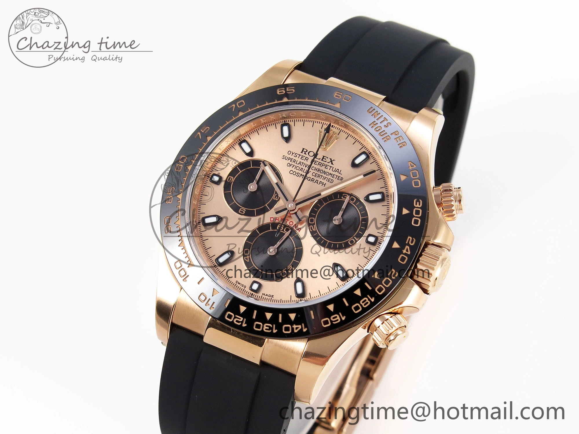 Daytona 116515 Clean 1:1 Best Edition RG Dial Black Markers on Oysterflex Strap SA4130 V2