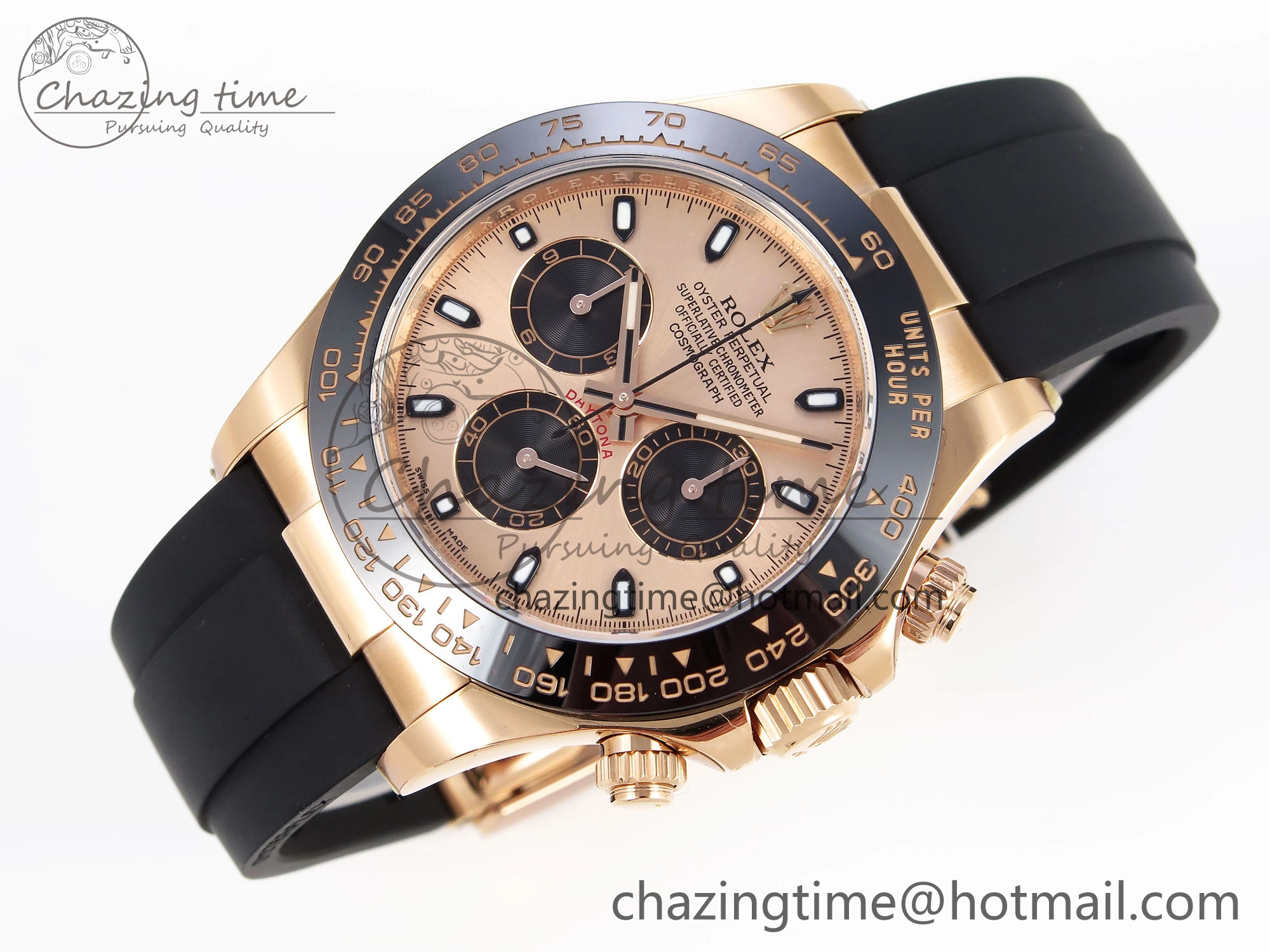 Daytona 116515 Clean 1:1 Best Edition RG Dial Black Markers on Oysterflex Strap SA4130 V2