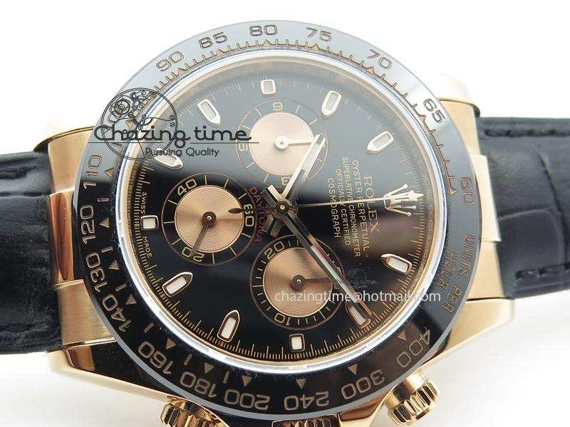 Daytona 116515 JF Best Edition Black Dial On Black Leather Strap A7750