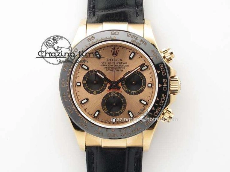 Daytona 116515 JF Best Edition Pink   Black  Dial On Black Leather Strap A7750