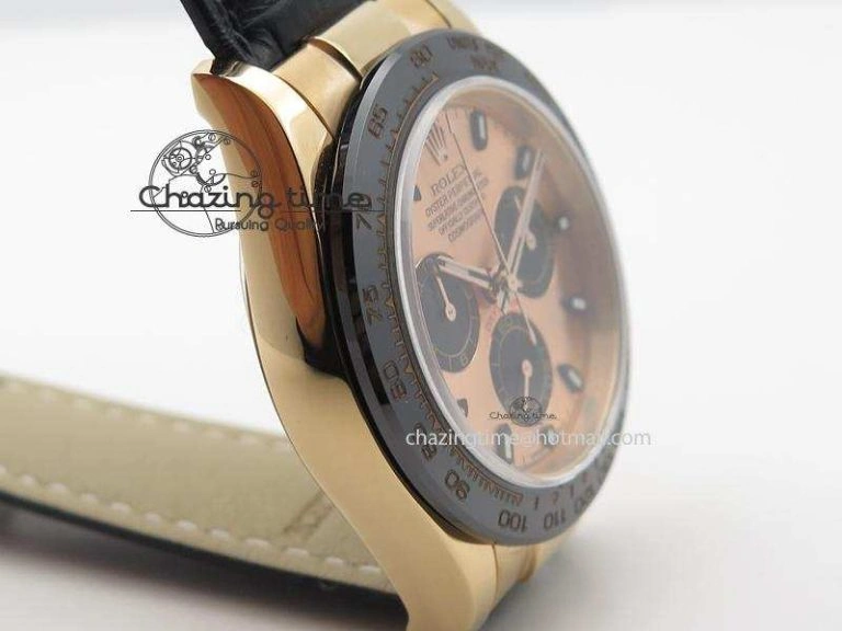 Daytona 116515 JF Best Edition Pink   Black  Dial On Black Leather Strap A7750