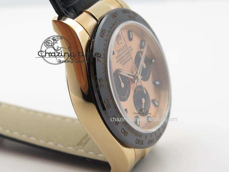 Daytona 116515 JF Best Edition Pink   Black  Dial On Black Leather Strap A7750