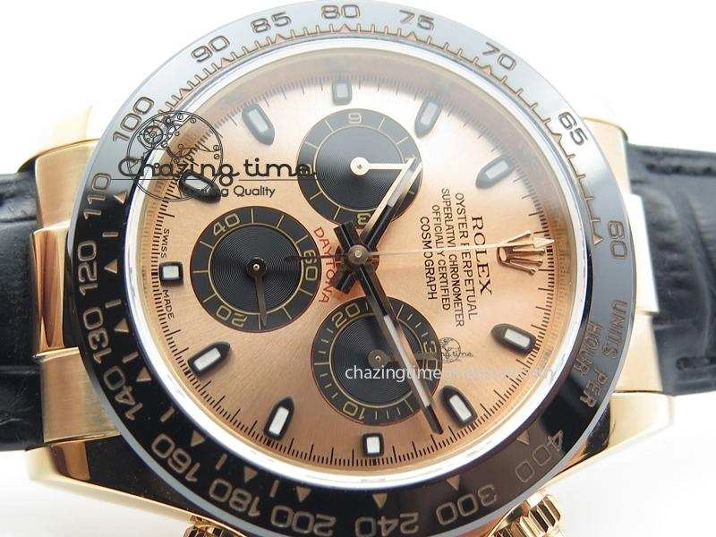 Daytona 116515 JF Best Edition Pink   Black  Dial On Black Leather Strap A7750