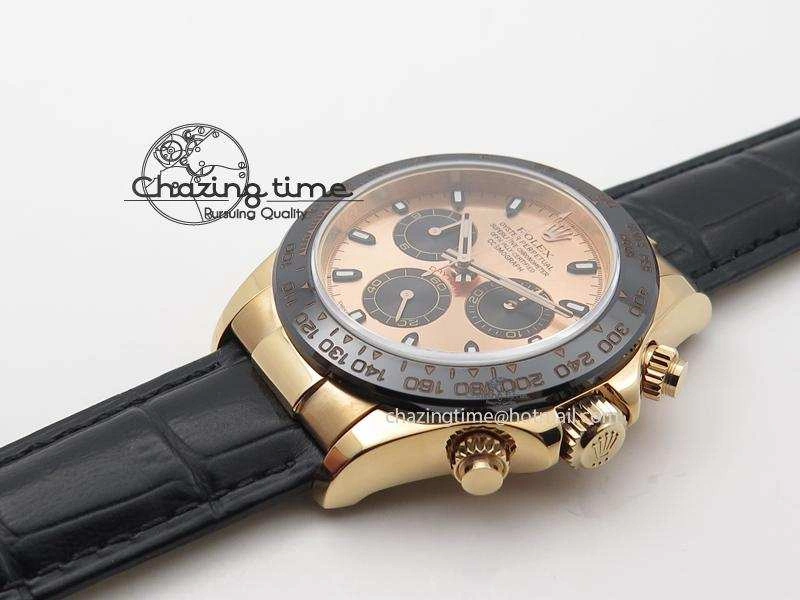 Daytona 116515 JF Best Edition Pink   Black  Dial On Black Leather Strap A7750