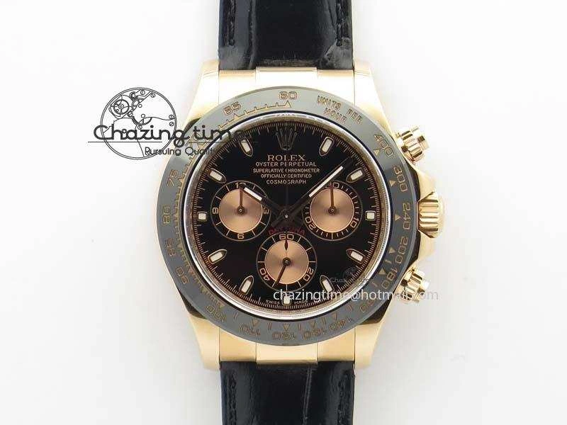 Daytona 116515 Noob 1:1 Best Edition Black RG Dial On Black Leather Strap A7750