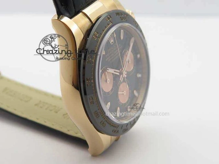 Daytona 116515 Noob 1:1 Best Edition Black RG Dial On Black Leather Strap A7750