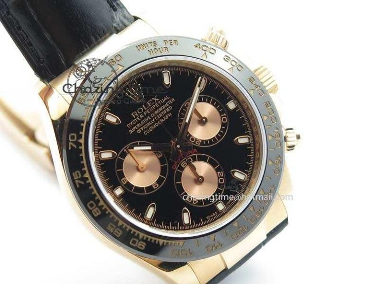 Daytona 116515 Noob 1:1 Best Edition Black RG Dial On Black Leather Strap A7750