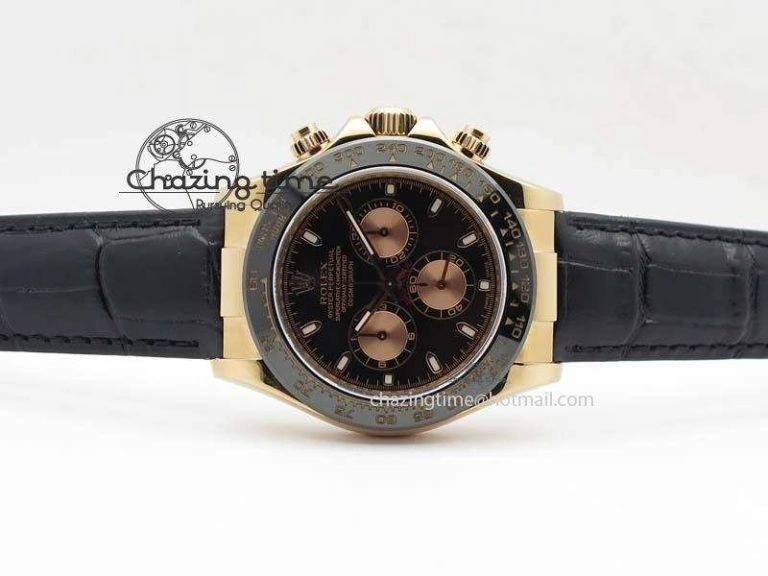 Daytona 116515 Noob 1:1 Best Edition Black RG Dial On Black Leather Strap A7750