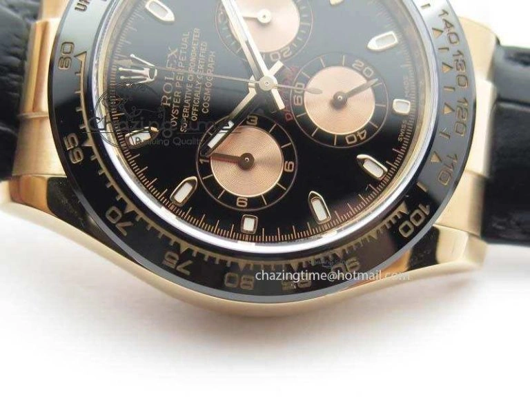 Daytona 116515 Noob 1:1 Best Edition Black RG Dial On Black Leather Strap A7750