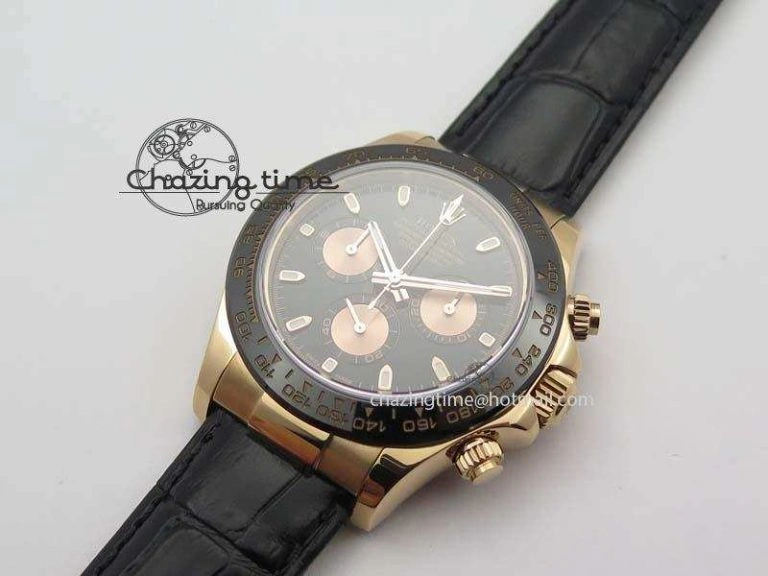 Daytona 116515 Noob 1:1 Best Edition Black RG Dial On Black Leather Strap A7750