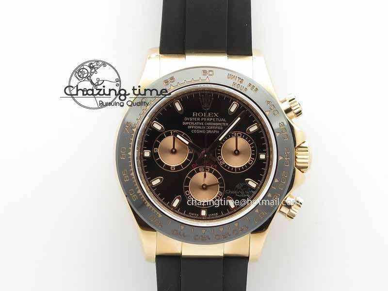 Daytona 116515 Noob 1:1 Best Edition Black RG Dial On Black Rubber Strap A7750 (Free Extra Strap)