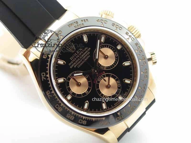Daytona 116515 Noob 1:1 Best Edition Black RG Dial On Black Rubber Strap A7750 (Free Extra Strap)