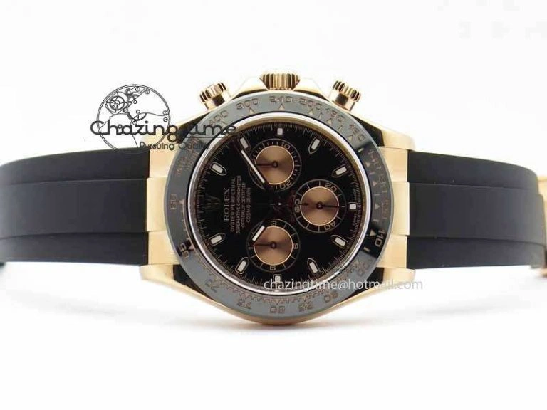 Daytona 116515 Noob 1:1 Best Edition Black RG Dial On Black Rubber Strap A7750 (Free Extra Strap)