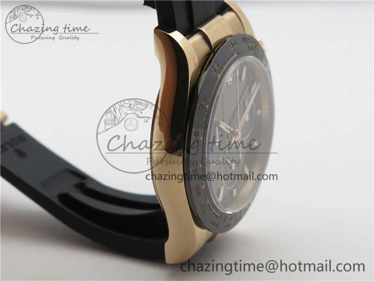 Daytona 116515 Noob 1:1 Best Edition Chocolate Dial Lume Markers on Black Rubber Strap SA4130 (Free Extra Strap) V3