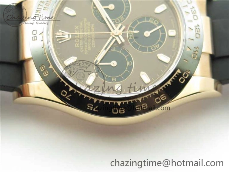 Daytona 116515 Noob 1:1 Best Edition Chocolate Dial Lume Markers on Black Rubber Strap SA4130 (Free Extra Strap) V3