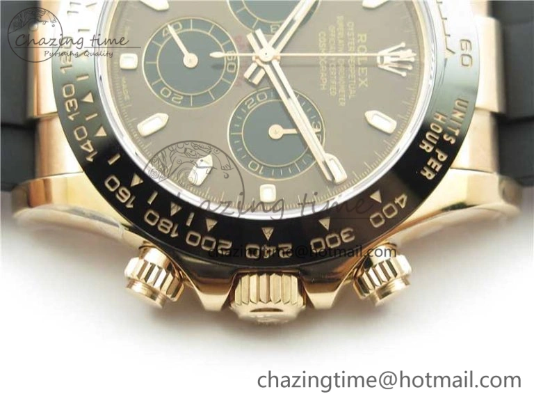 Daytona 116515 Noob 1:1 Best Edition Chocolate Dial Lume Markers on Black Rubber Strap SA4130 (Free Extra Strap) V3