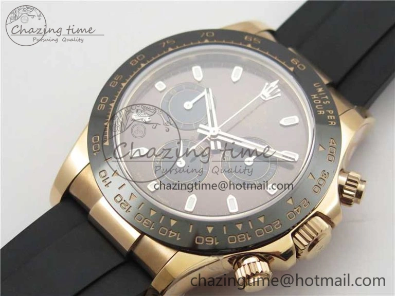 Daytona 116515 Noob 1:1 Best Edition Chocolate Dial Lume Markers on Black Rubber Strap SA4130 (Free Extra Strap) V3