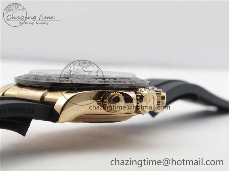 Daytona 116515 Noob 1:1 Best Edition Chocolate Dial Lume Markers on Black Rubber Strap SA4130 (Free Extra Strap) V3