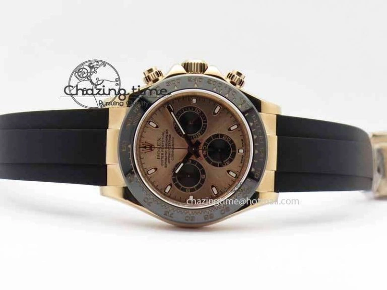 Daytona 116515 Noob 1:1 Best Edition Rose Gold Dial On Black Rubber Strap A7750(Free Extra Strap)