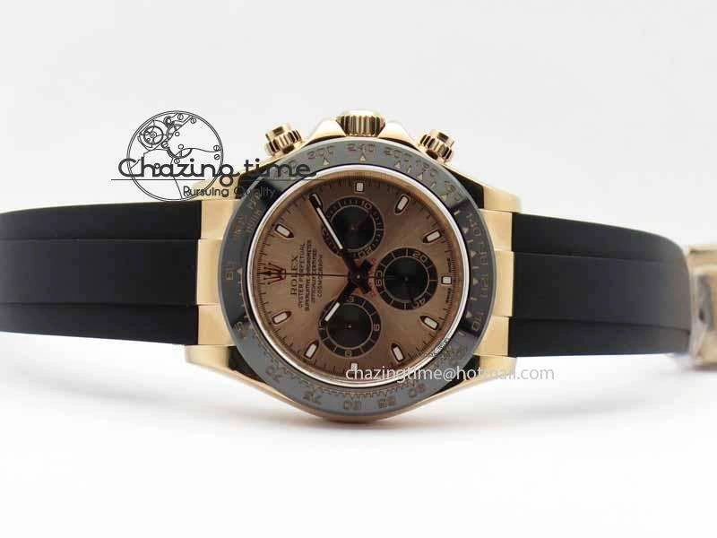 Daytona 116515 Noob 1:1 Best Edition Rose Gold Dial On Black Rubber Strap A7750(Free Extra Strap)