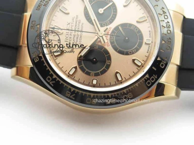 Daytona 116515 Noob 1:1 Best Edition Rose Gold Dial On Black Rubber Strap A7750(Free Extra Strap)