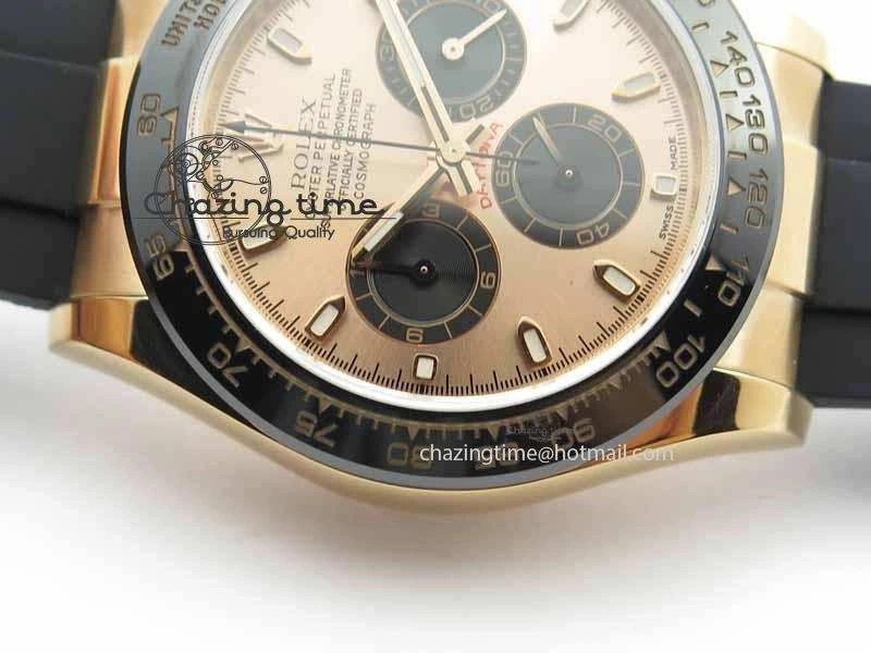 Daytona 116515 Noob 1:1 Best Edition Rose Gold Dial On Black Rubber Strap A7750(Free Extra Strap)