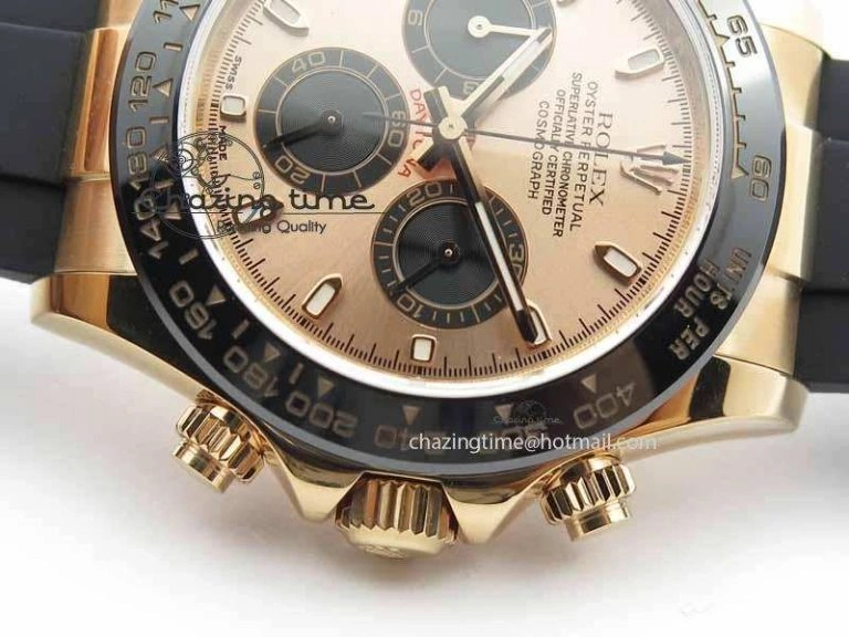 Daytona 116515 Noob 1:1 Best Edition Rose Gold Dial On Black Rubber Strap A7750(Free Extra Strap)