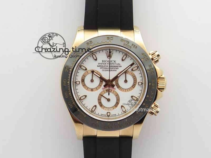 Daytona 116515 Noob 1:1 Best Edition White Dial On Black Rubber Strap A7750 (Free Extra Strap)
