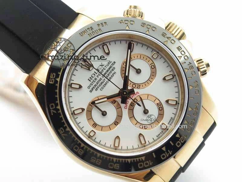 Daytona 116515 Noob 1:1 Best Edition White Dial On Black Rubber Strap A7750 (Free Extra Strap)
