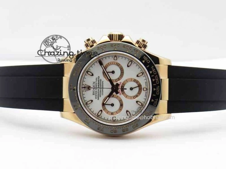 Daytona 116515 Noob 1:1 Best Edition White Dial On Black Rubber Strap A7750 (Free Extra Strap)