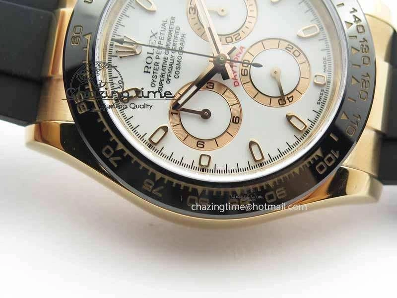 Daytona 116515 Noob 1:1 Best Edition White Dial On Black Rubber Strap A7750 (Free Extra Strap)