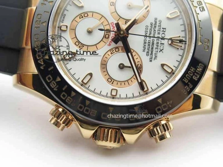 Daytona 116515 Noob 1:1 Best Edition White Dial On Black Rubber Strap A7750 (Free Extra Strap)