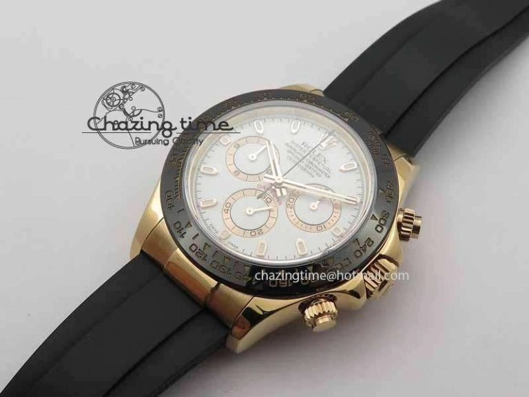 Daytona 116515 Noob 1:1 Best Edition White Dial On Black Rubber Strap A7750 (Free Extra Strap)