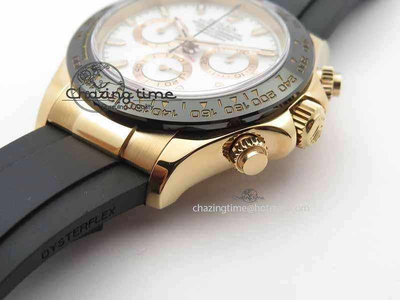 Daytona 116515 Noob 1:1 Best Edition White Dial On Black Rubber Strap A7750 (Free Extra Strap)