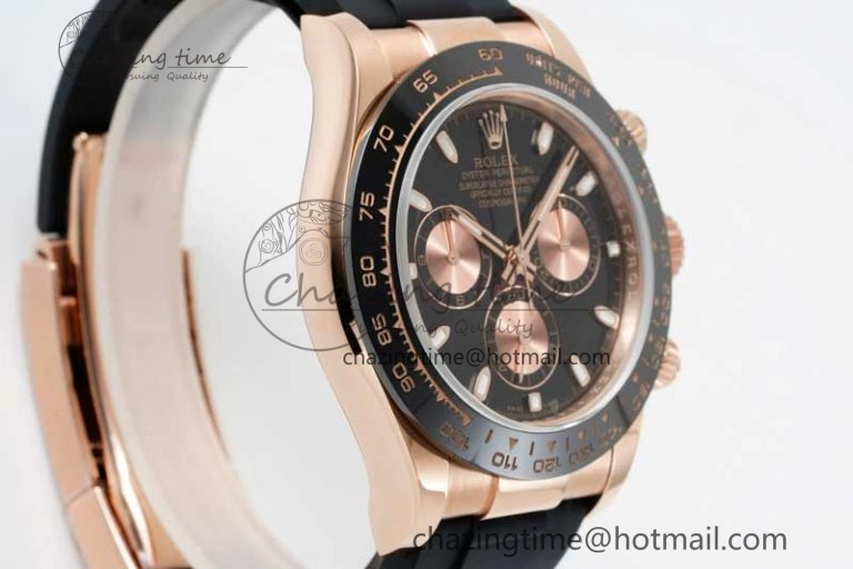 Daytona 116515 QF 1:1 Best Edition Black RG Dial on Oysterflex Rubber Strap SA4130