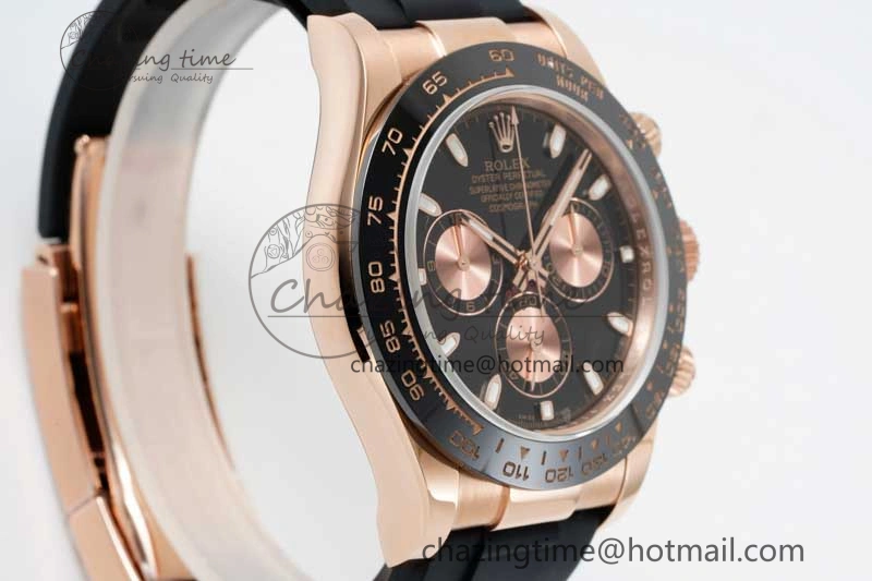 Daytona 116515 QF 1:1 Best Edition Black RG Dial on Oysterflex Rubber Strap SA4130